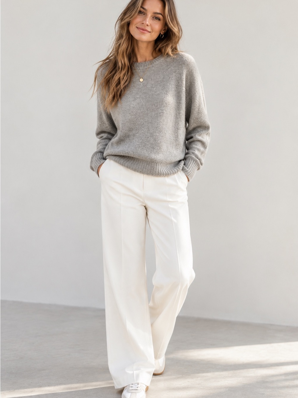 Jenni Kayne Everyday Sweater XS Heather Gray Wool Cashmere Hi Low